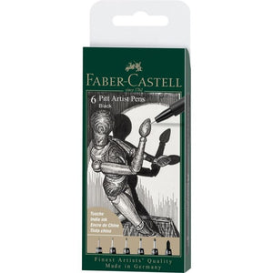 Faber Castell Pitt Artist Brush Pens Black 6 Pack Assorted Sizes