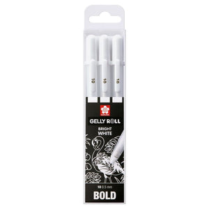Sakura Basic Set 3 Bright White Gel Pens Bold