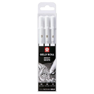 Sakura Basic Set 3 Bright White Gel Pens Fine/Medium/Bold