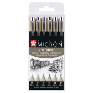 Sakura Pigma Micron Wallet 6 Fineliners Black