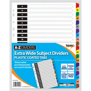 Tiger A4 Extra Wide A - Z Subject Dividers