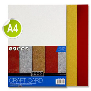 Icon Craft Card A4 220gsm Glitter 10 Pack
