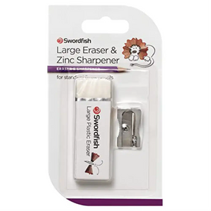 Swordfish Large Plastic Eraser with Metal Sharpener