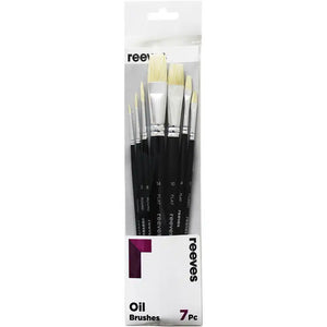 Reeves Oil Brush Set Long Handle 7 Pack