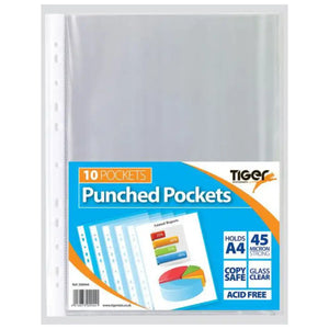 Tiger Poly Pockets Clear A4 10 Pack