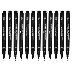 UniPin Fineliners Black 12 Pack