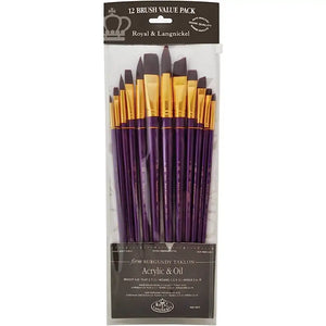 Royal & Langnickel Long Handle Frim Brush Burgundy Set