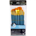 RL 12pce Brush Set In Wallet Gold Taklon