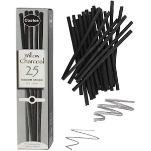 Coates Charcoal Medium Sticks 25 Pack