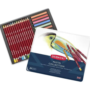 Derwent Collection Tin of 24 Pastels Pencils, Block & Accessories