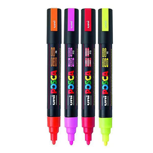 Posca PC-5M Bullet Tip Markers Fluorescent 4 Pack