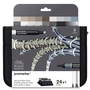 W&N Promarker Grey & Black Tones Wallet 24 Set