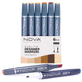 Nova Designer Markers with Dual Tip Neutrals 6 Pack