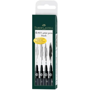 Faber Castell Artist Pitt Pens Black 4 Assorted Sizes