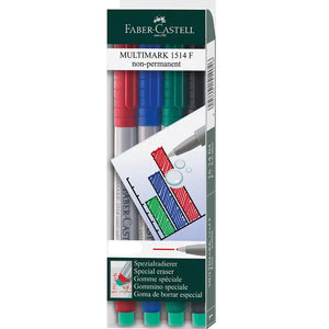 Faber Castell Multimark Non-Permanent Markers Superfine 4 Pack