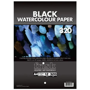 Frisk Black Watercolour Paper Pad 320gsm A4 12 Sheets