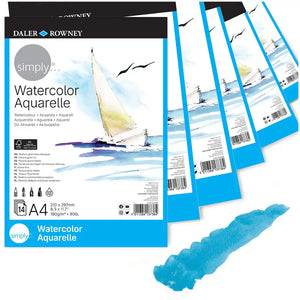 Daler Rowney Simply A4 Watercolour Pad 190gsm 14 Sheets