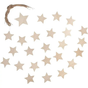 Rayher Wood Pendant Stars 24 Pack