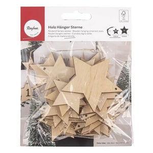 Rayher Wood Pendant Stars 24 Pack