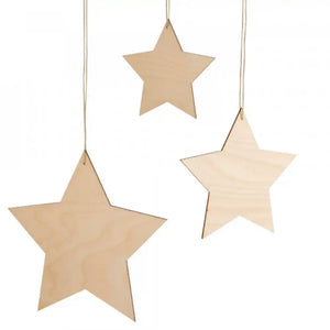 Rayher Wood Pendant Stars 3 Pack