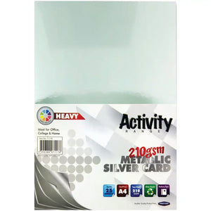 Premier Activity A4 210gsm Card 25 Sheets Silver