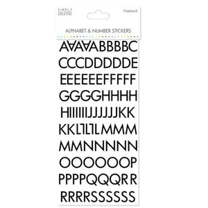 Simply Creative Alphabet & Numbers Stickers Skinny Black Chipboard