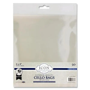 Icon Cello Bags 8x8inch Self Seal 50 Pack