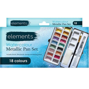 Elements Metallic Watercolour 18 Pan Set