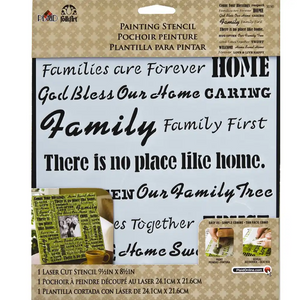 Folk Art Stencil 8.5x9.5inch Family Words
