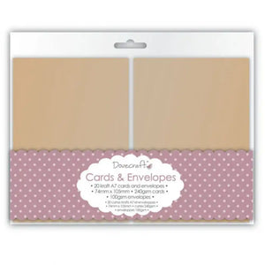Dovecraft Brown Mini Kraft Rectangle A7 Cards 20 Pack