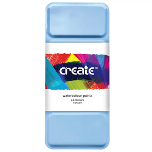 Create Watercolour Tin Tablet Set with Brush 24 Colours