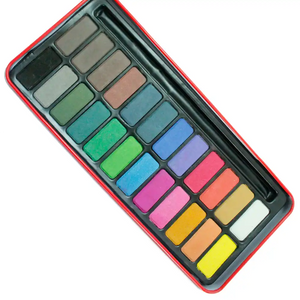 Create Watercolour Tin Tablet Set with Brush 24 Colours