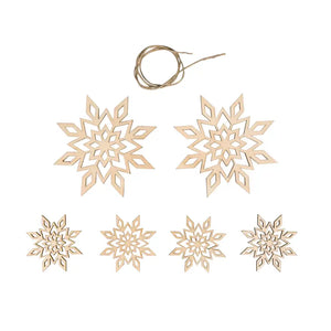 Rayher Wooden Decoration Snowflakes 6 Pack