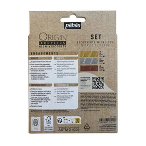 Pebeo Origin Acrylics High Viscosity Metalic Discovery Set 3x60ml