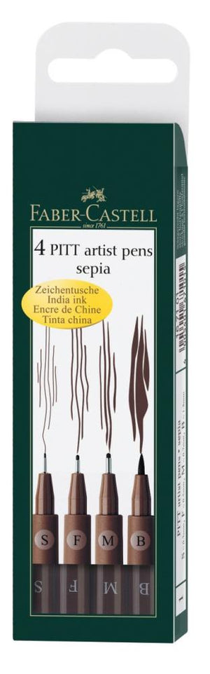 Faber Castell Pitt Artist Pens Sepia 4 Pack