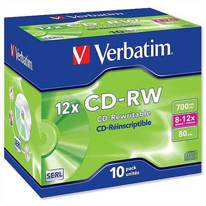 Verbatim CD-RW Rewritable Disc 700mb/80m 10 Pack