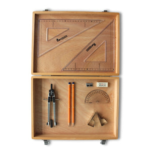 Wooden Box with Clips & SG Set Square