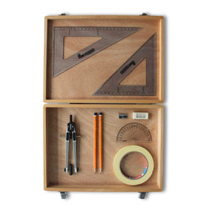 Wooden Box with Tape & SG Set Square (0 at Edge)