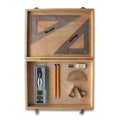 Wooden Box with 2 Part Compass, Clips & SG Set Square (0 at Edge)