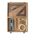 Wooden Box with 2 Part Compass, Tape & SG Set Square (0 at Edge)