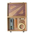 Wooden Box with 2 Part Compass, Tape & Faber Castell Set Square