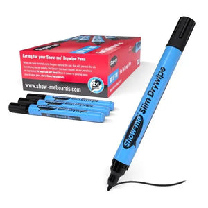 Show-me Drywipe Slim Tip Pens Black 100 Pack