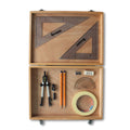 Wooden Box with Pen Holder Compass, Tape & SG Set Square (0 at Edge)