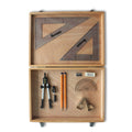 Wooden Box with Pen Holder Compass, Clips & Set Square Set Square (0 at Edge)