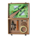 Wooden Box with Pen Holder Compass, Tape & Elastika Set Square