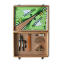 Wooden Box with Pen Holder Compass, Clips & Elastika Set Square