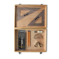 Wooden Box with Clutch Compass, Clips & SG Set Square (0 at Edge)