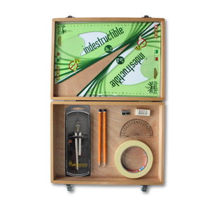 Wooden Box with Clutch Compass, Tape & Elastika Set Square