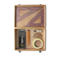 Wooden Box with Clutch Compass, Tape & Faber Castell Set Square