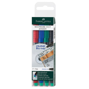Faber Castell Multimark Permanent Markers Fine 4 Pack